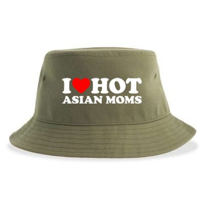 I Love Hot Asian Moms Meaningful Gift Heart Hot Moms I Love Hot Moms Cute Gift Sustainable Bucket Hat