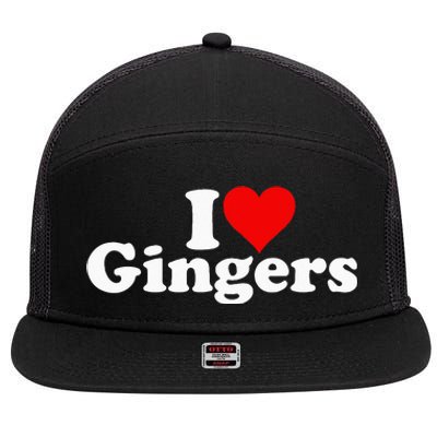 I LOVE HEART GINGERS REDHEADS RED HAIR 7 Panel Mesh Trucker Snapback Hat