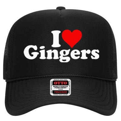 I LOVE HEART GINGERS REDHEADS RED HAIR High Crown Mesh Back Trucker Hat