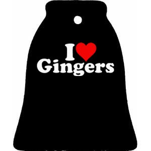 I LOVE HEART GINGERS REDHEADS RED HAIR Ceramic Bell Ornament