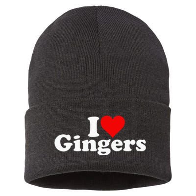 I LOVE HEART GINGERS REDHEADS RED HAIR Sustainable Knit Beanie