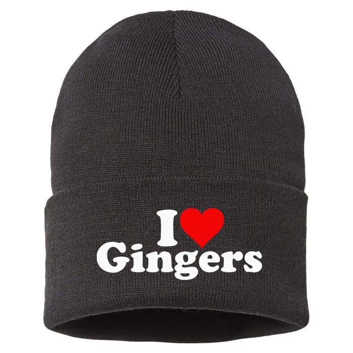 I LOVE HEART GINGERS REDHEADS RED HAIR Sustainable Knit Beanie