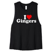 I LOVE HEART GINGERS REDHEADS RED HAIR Women's Racerback Cropped Tank