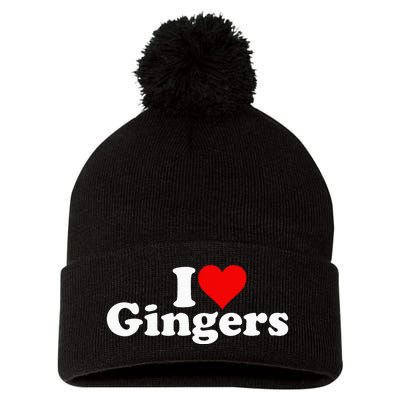 I LOVE HEART GINGERS REDHEADS RED HAIR Pom Pom 12in Knit Beanie