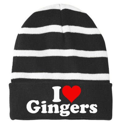 I LOVE HEART GINGERS REDHEADS RED HAIR Striped Beanie with Solid Band