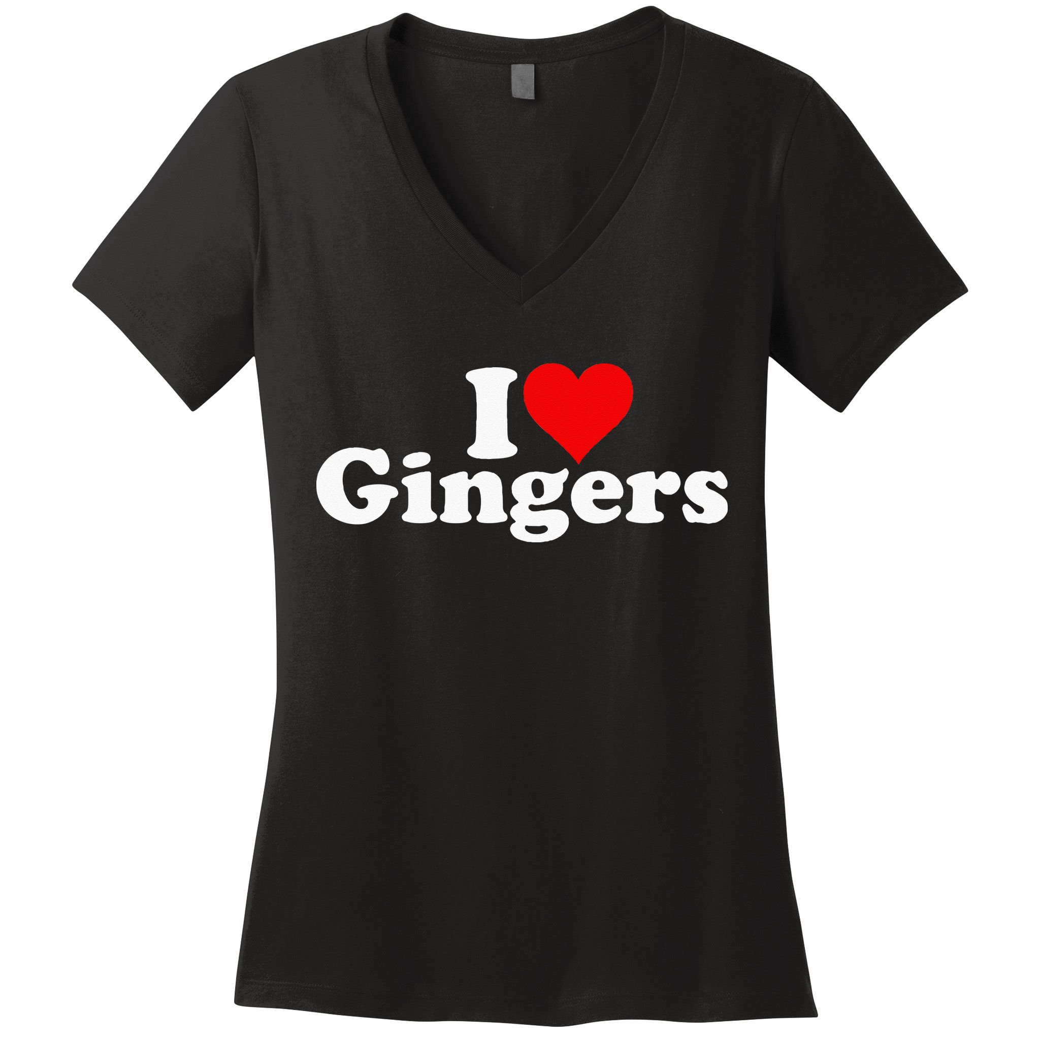 I LOVE HEART GINGERS REDHEADS RED HAIR Women's V-Neck T-Shirt