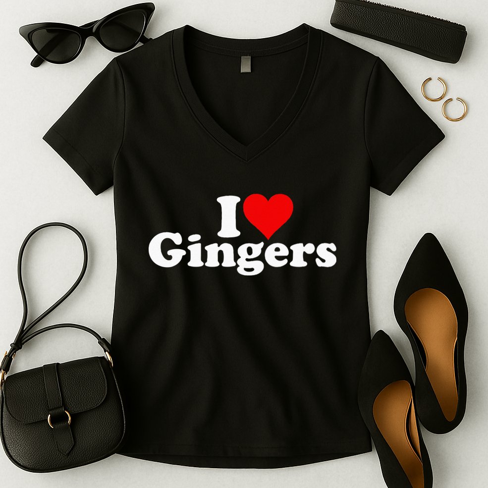 I LOVE HEART GINGERS REDHEADS RED HAIR Women's V-Neck T-Shirt