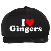 I LOVE HEART GINGERS REDHEADS RED HAIR Wool Snapback Cap