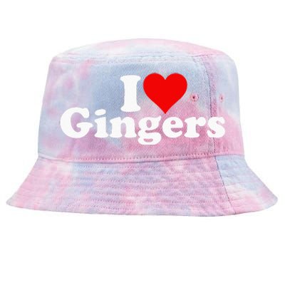 I LOVE HEART GINGERS REDHEADS RED HAIR Tie-Dyed Bucket Hat