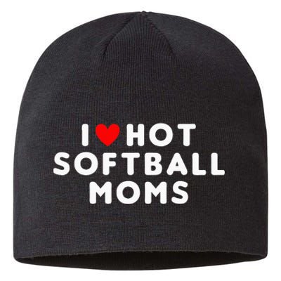 I Love Hot Softball Moms Funny Red Heart Sustainable Beanie