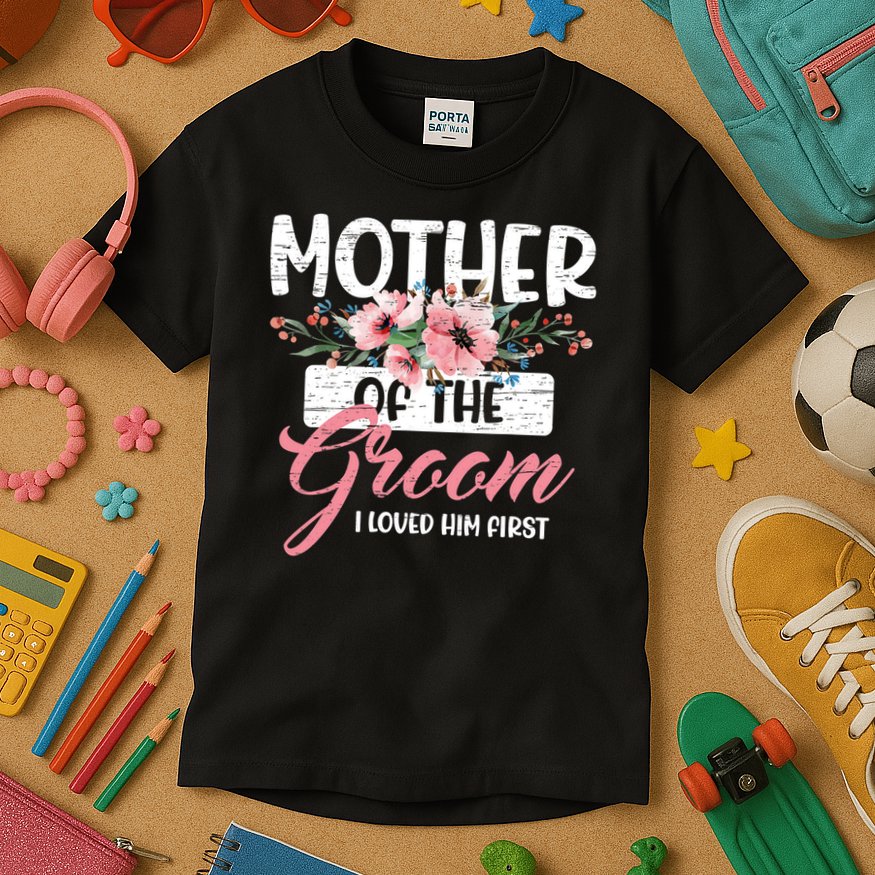 I Loved Him First Mother Of The Groom Kids T-Shirt