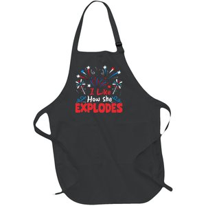 I Like How She Explodes Funny 4th Of July Matching Couple Full-Length Apron With Pockets