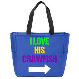 I Love His Crawfish Mardi Gras Funny Masquerade Party Couple Funny Gift Zip Tote Bag