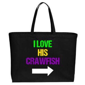 I Love His Crawfish Mardi Gras Funny Masquerade Party Couple Funny Gift Cotton Canvas Jumbo Tote