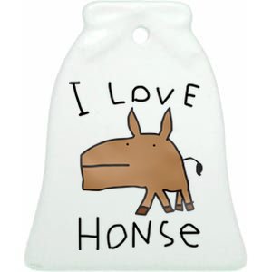 I Love Honse Ceramic Bell Ornament