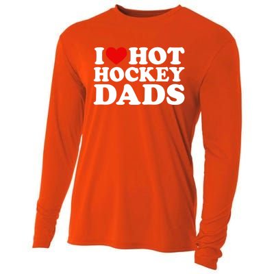 I Love Hot Hockey Dads Gift I Heart Hot Hockey Dads Gift Cooling Performance Long Sleeve Crew