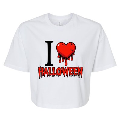 I Love Halloween Creepy Heart Retro Spooky Bella+Canvas Jersey Crop Tee