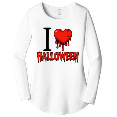 I Love Halloween Creepy Heart Retro Spooky Women's Perfect Tri Tunic Long Sleeve Shirt