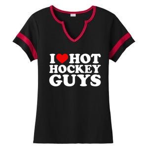 I Love Hot Hockey Guys Gift I Heart Hot Hockey Guys Gift Ladies Halftime Notch Neck Tee