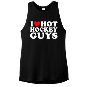 I Love Hot Hockey Guys Gift I Heart Hot Hockey Guys Gift Ladies PosiCharge Tri-Blend Wicking Tank