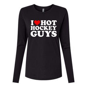 I Love Hot Hockey Guys Gift I Heart Hot Hockey Guys Gift Womens Cotton Relaxed Long Sleeve T-Shirt