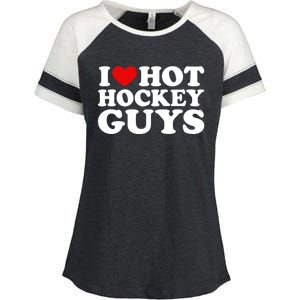 I Love Hot Hockey Guys Gift I Heart Hot Hockey Guys Gift Enza Ladies Jersey Colorblock Tee