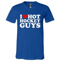 I Love Hot Hockey Guys Gift I Heart Hot Hockey Guys Gift V-Neck T-Shirt