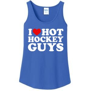 I Love Hot Hockey Guys Gift I Heart Hot Hockey Guys Gift Ladies Essential Tank