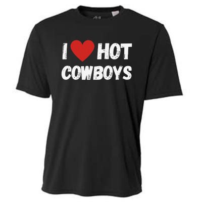 I love Hot Cowboys I Heart Cowboys Funny Western Cooling Performance Crew T-Shirt