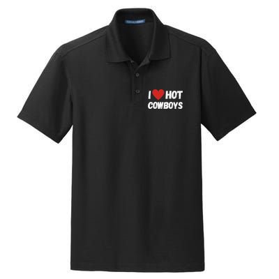 I love Hot Cowboys I Heart Cowboys Funny Western Dry Zone Grid Polo