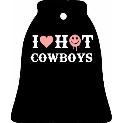 I Love Hot Cowboys Smile Happy Face Ceramic Bell Ornament