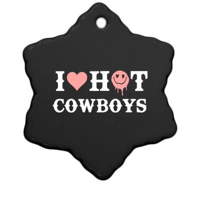 I Love Hot Cowboys Smile Happy Face Ceramic Star Ornament