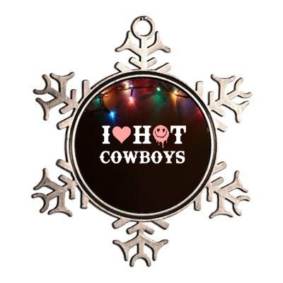 I Love Hot Cowboys Smile Happy Face Metallic Star Ornament