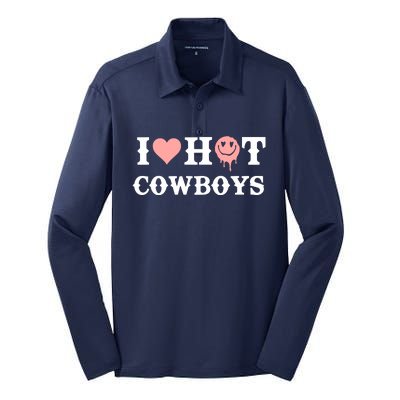 I Love Hot Cowboys Smile Happy Face Silk Touch Performance Long Sleeve Polo