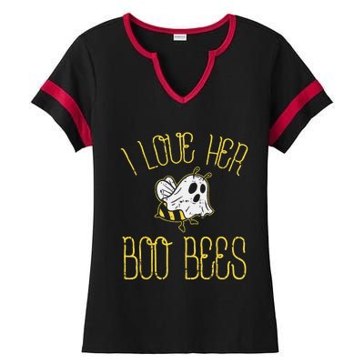 I Love Her Boo Bees Couples Halloween Adult Costume His Men Ladies Halftime Notch Neck Tee