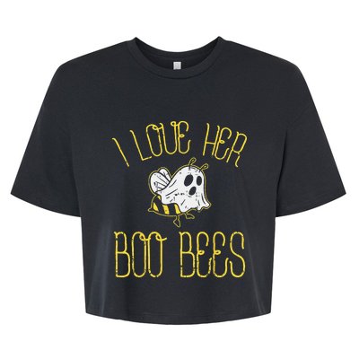 I Love Her Boo Bees Couples Halloween Adult Costume His Men Bella+Canvas Jersey Crop Tee