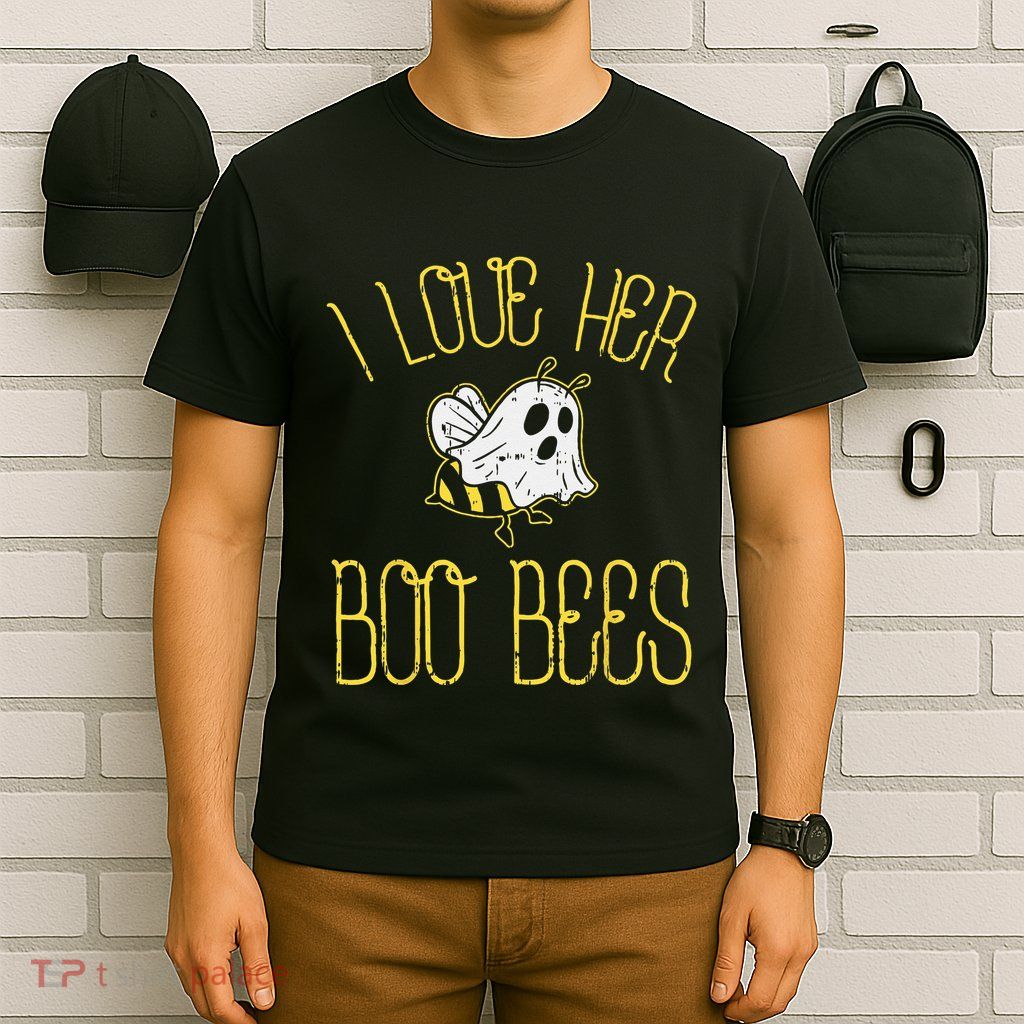I Love Her Boo Bees Couples Halloween Adult Costume His Men T-Shirt