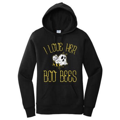 I Love Her Boo Bees Couples Halloween Adult Costume His Men Women's Pullover Hoodie