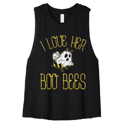 I Love Her Boo Bees Couples Halloween Adult Costume His Men Women's Racerback Cropped Tank