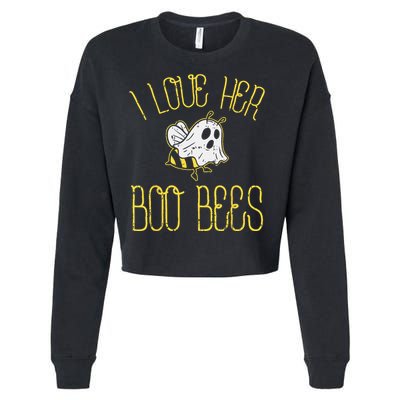 I Love Her Boo Bees Couples Halloween Adult Costume His Men Cropped Pullover Crew