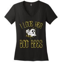 I Love Her Boo Bees Couples Halloween Adult Costume His Men Women's V-Neck T-Shirt