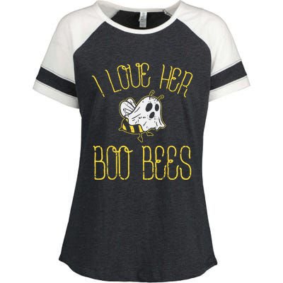 I Love Her Boo Bees Couples Halloween Adult Costume His Men Enza Ladies Jersey Colorblock Tee