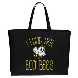 I Love Her Boo Bees Couples Halloween Adult Costume His Men Cotton Canvas Jumbo Tote