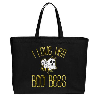 I Love Her Boo Bees Couples Halloween Adult Costume His Men Cotton Canvas Jumbo Tote