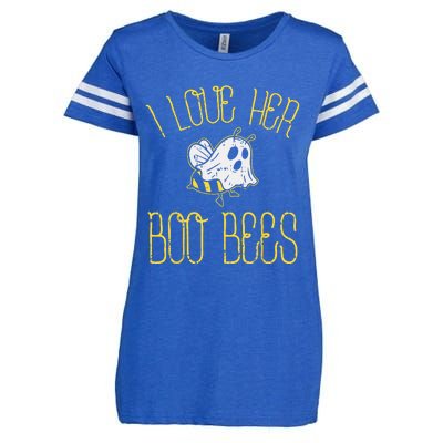 I Love Her Boo Bees Couples Halloween Adult Costume His Men Enza Ladies Jersey Football T-Shirt