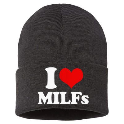 I Love Heart MILFs And Mature Sexy Sustainable Knit Beanie