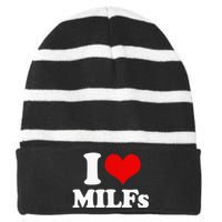 I Love Heart MILFs And Mature Sexy Striped Beanie with Solid Band