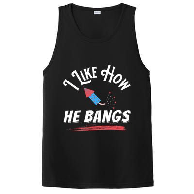 I Like How He Bangs Funny 4th Of July Patriotic PosiCharge Competitor Tank