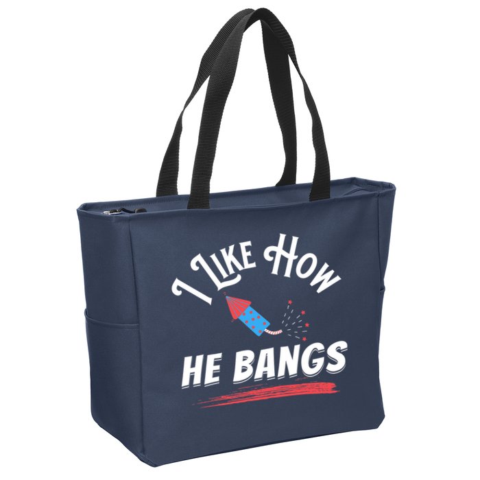 I Like How He Bangs Funny 4th Of July Patriotic Zip Tote Bag