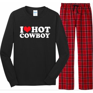 I Love Hot Cowboys I Heart Hot Cowboys Lover Gift Cowgirl Great Gift Long Sleeve Pajama Set